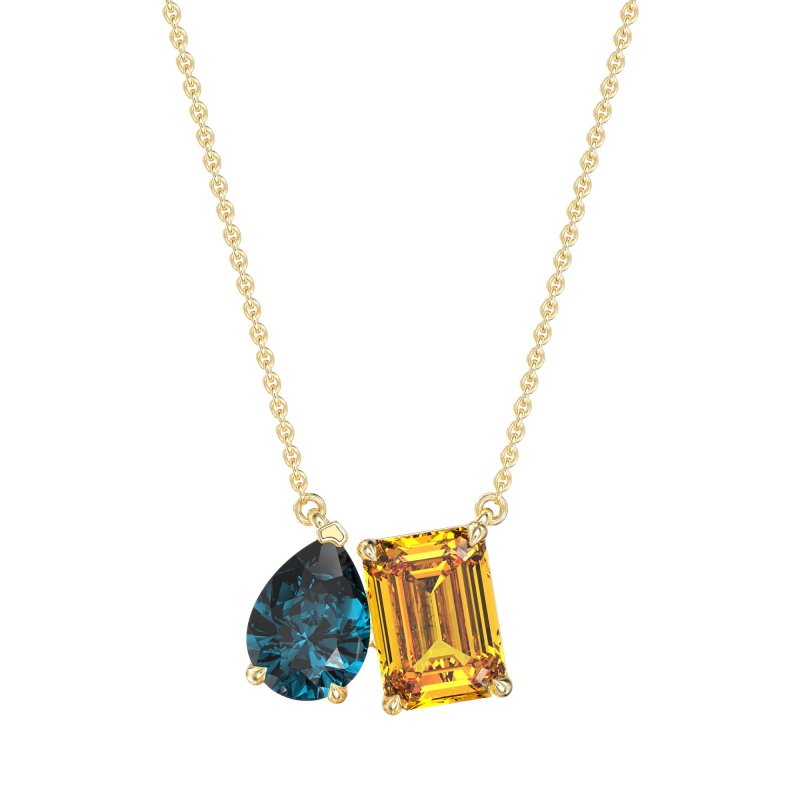 Pear and Emerald Toi et Moi Necklace