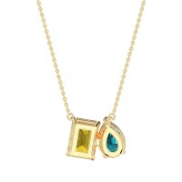 Pear and Emerald Toi et Moi Necklace