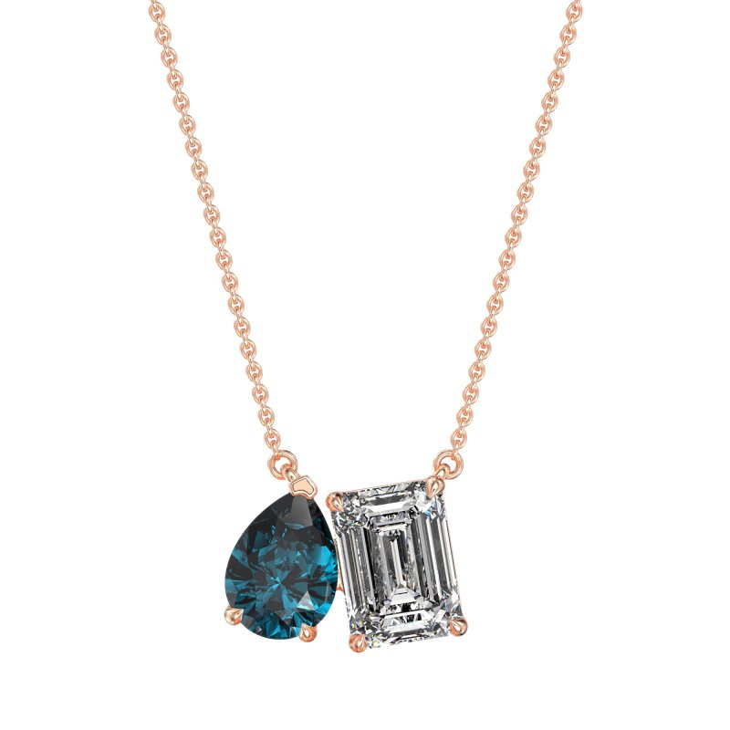 Pear and Emerald Toi et Moi Necklace