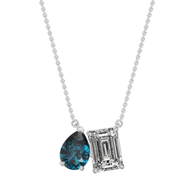 Pear and Emerald Toi et Moi Necklace