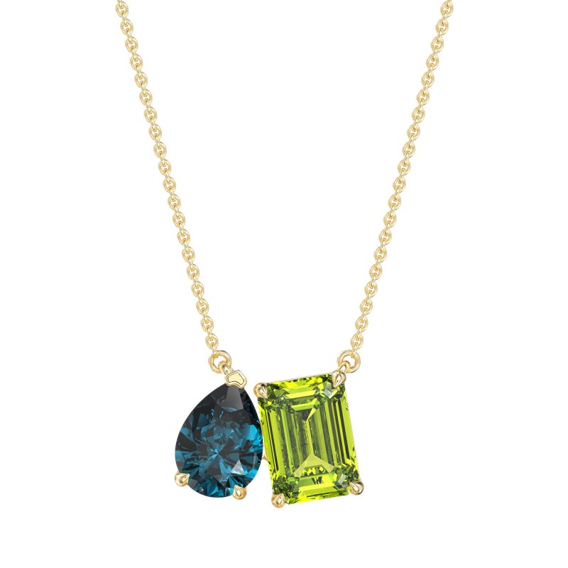 Pear and Emerald Toi et Moi Necklace