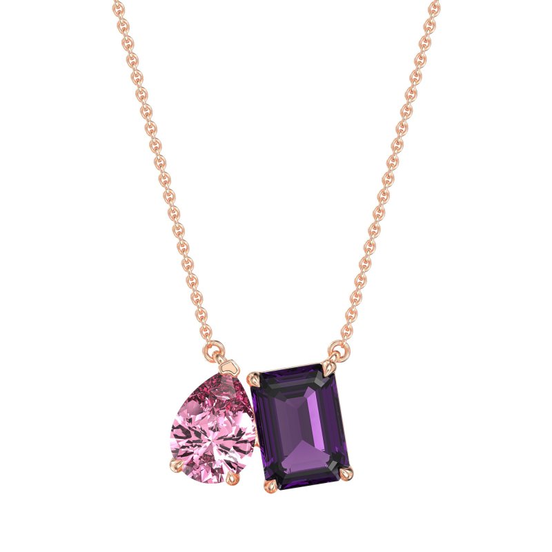 Pear and Emerald Toi et Moi Necklace