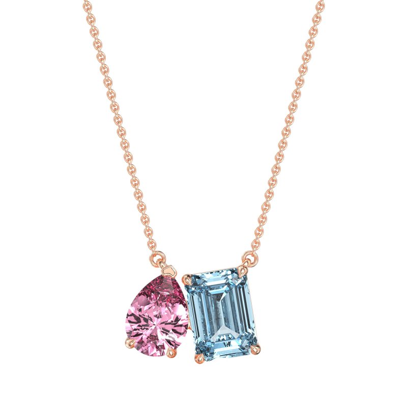 Pear and Emerald Toi et Moi Necklace
