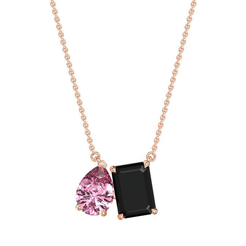 Pear and Emerald Toi et Moi Necklace