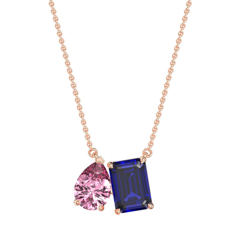 Pear and Emerald Toi et Moi Necklace
