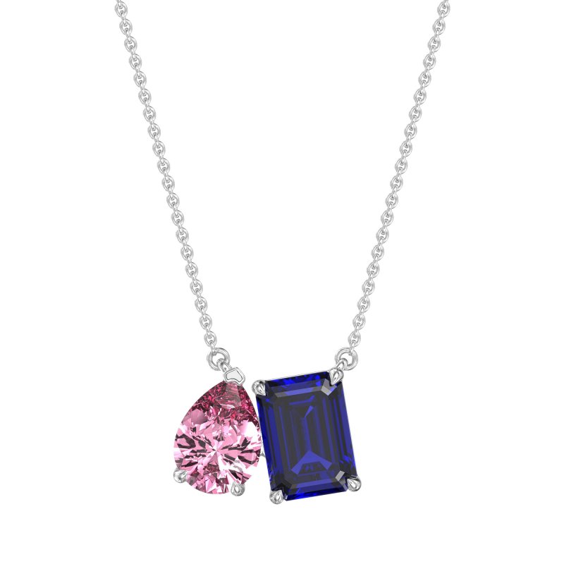 Pear and Emerald Toi et Moi Necklace