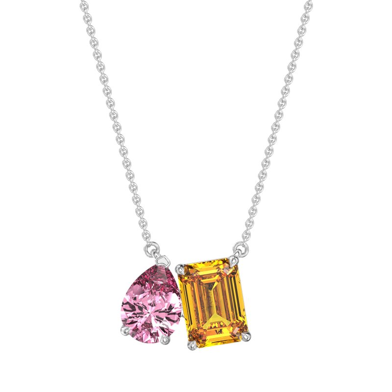 Pear and Emerald Toi et Moi Necklace