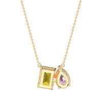Pear and Emerald Toi et Moi Necklace