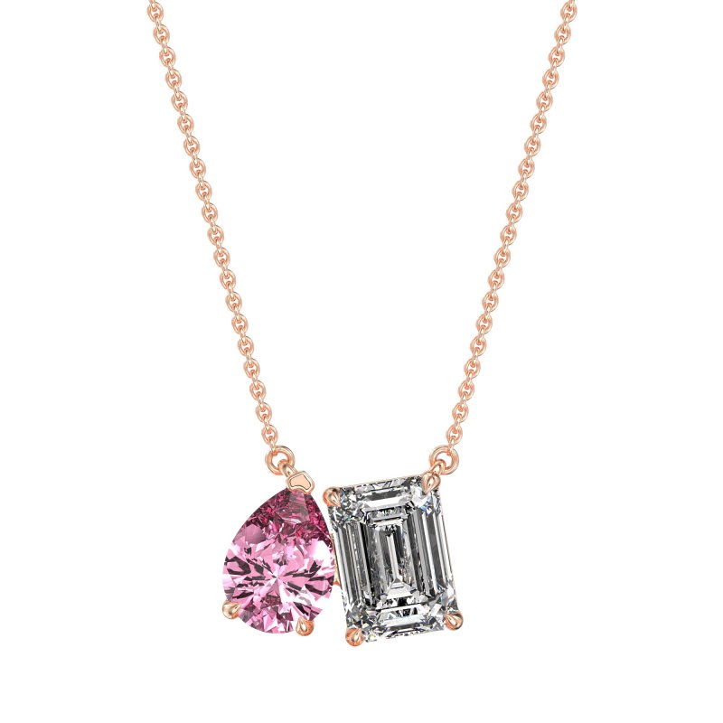 Pear and Emerald Toi et Moi Necklace