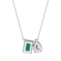 Pear and Emerald Toi et Moi Necklace