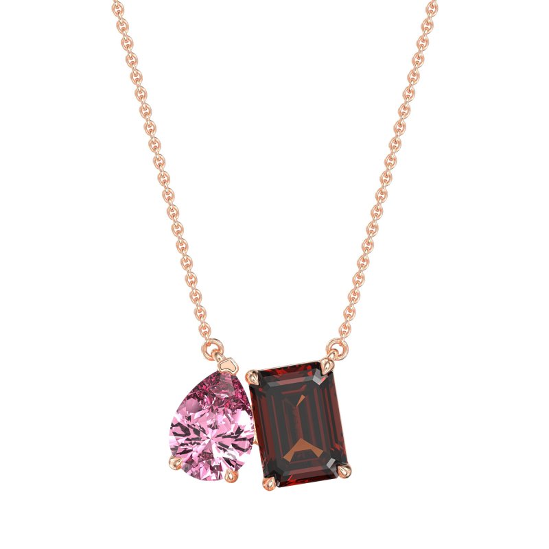 Pear and Emerald Toi et Moi Necklace