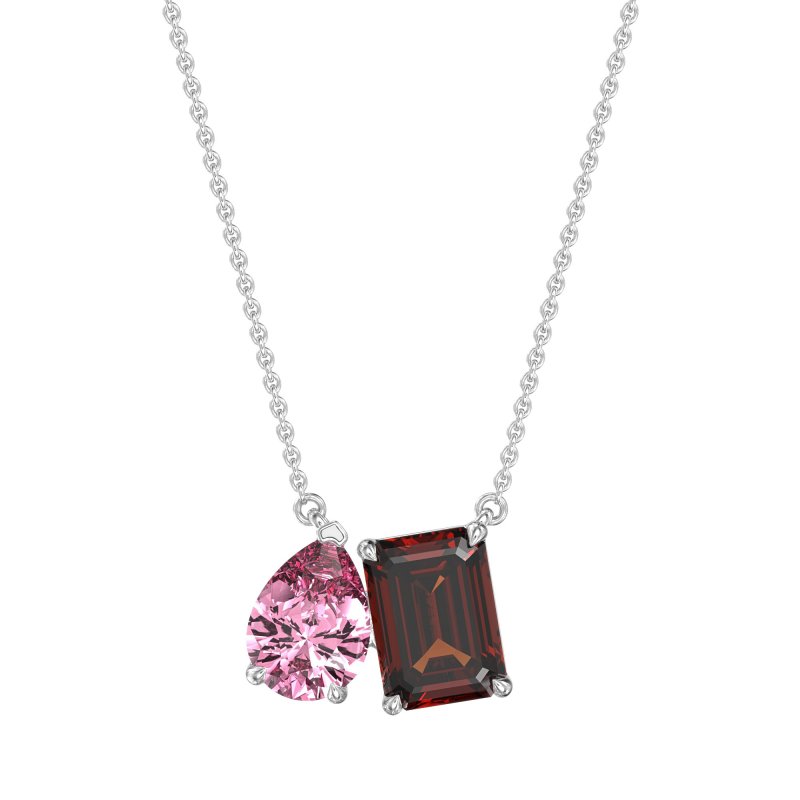 Pear and Emerald Toi et Moi Necklace