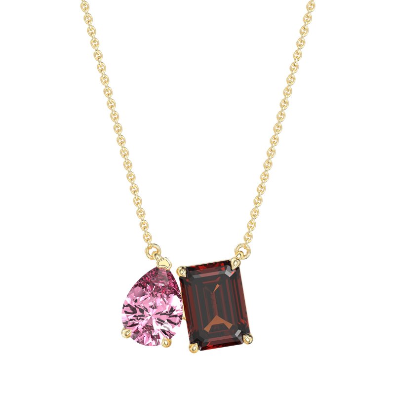 Pear and Emerald Toi et Moi Necklace