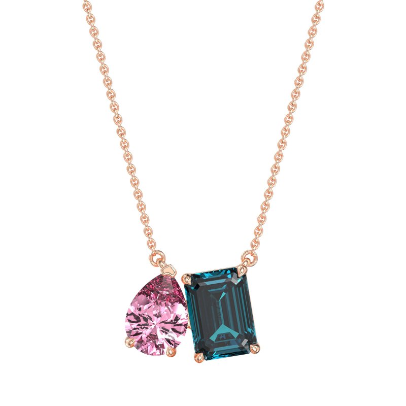 Pear and Emerald Toi et Moi Necklace