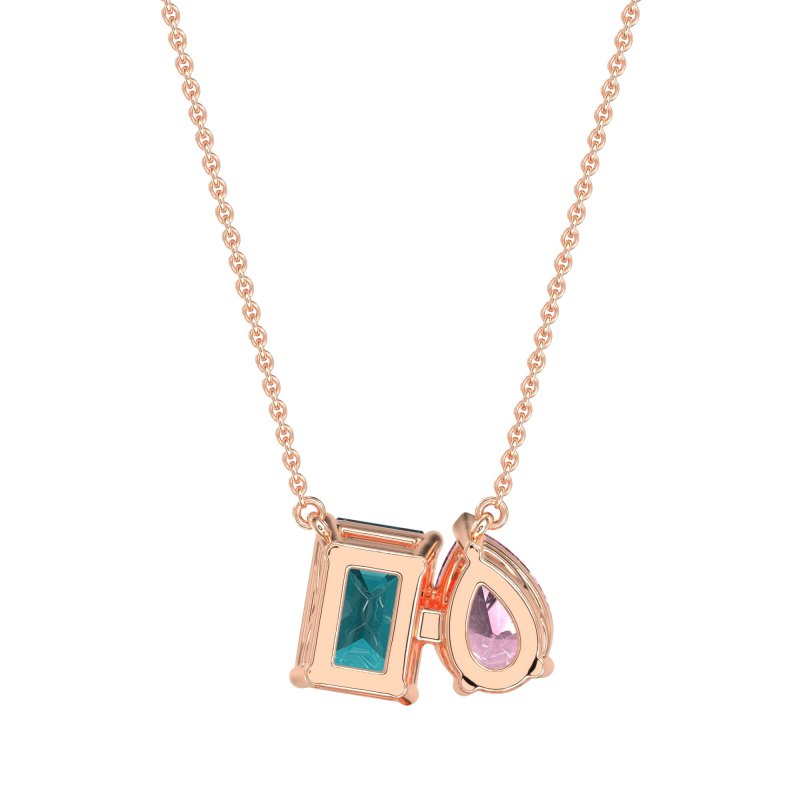 Pear and Emerald Toi et Moi Necklace