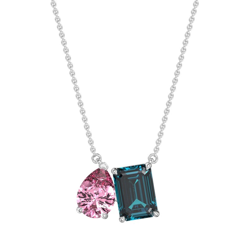 Pear and Emerald Toi et Moi Necklace