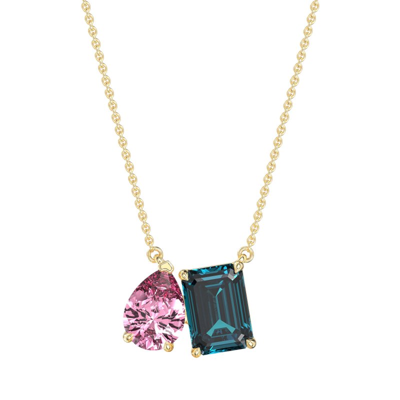 Pear and Emerald Toi et Moi Necklace