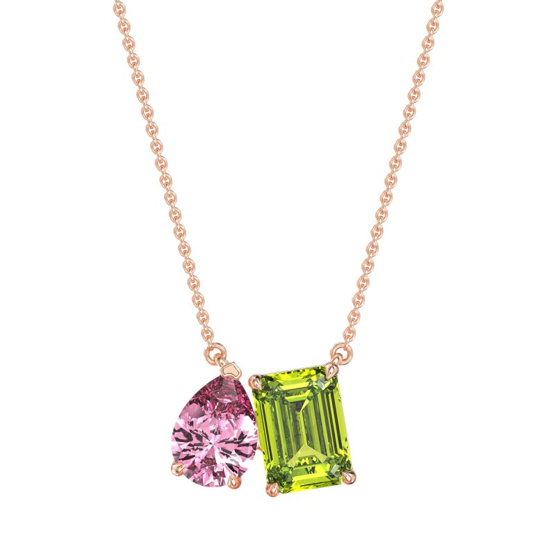 Pear and Emerald Toi et Moi Necklace