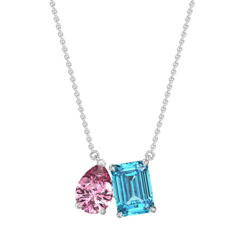 Pear and Emerald Toi et Moi Necklace