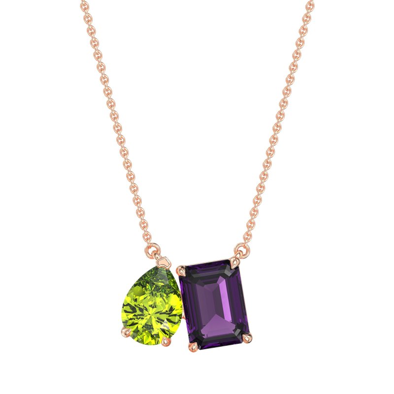 Pear and Emerald Toi et Moi Necklace