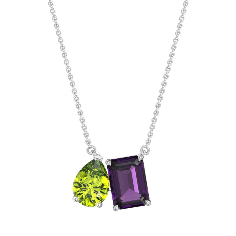 Pear and Emerald Toi et Moi Necklace