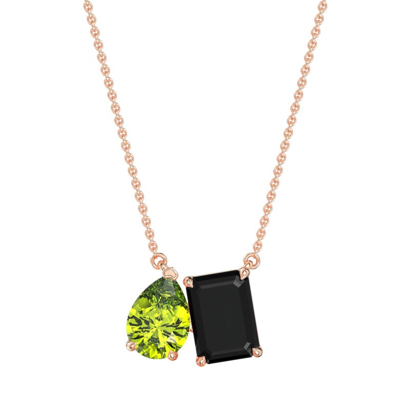 Pear and Emerald Toi et Moi Necklace
