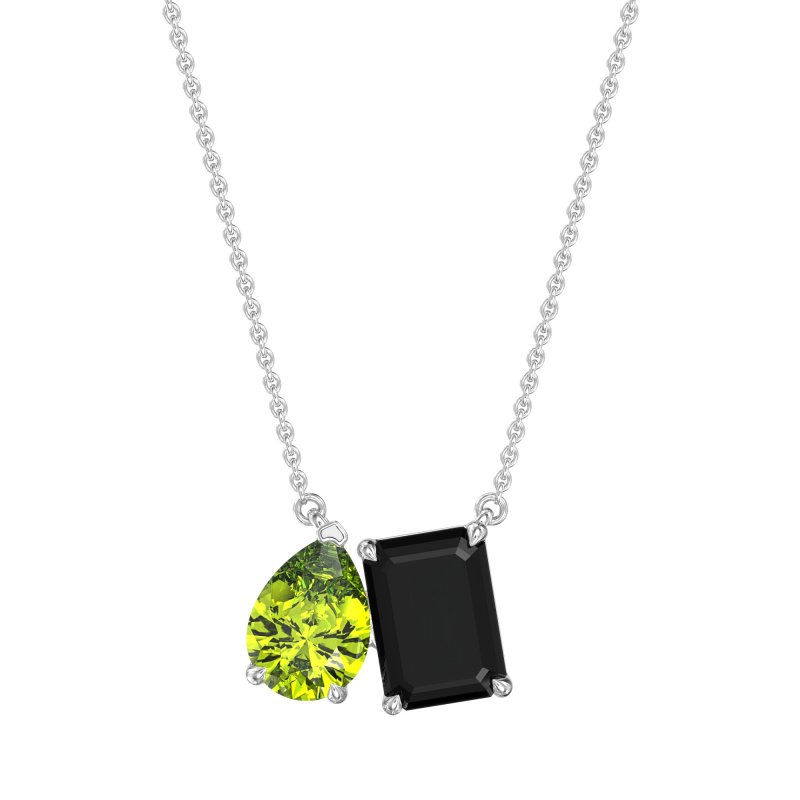 Pear and Emerald Toi et Moi Necklace