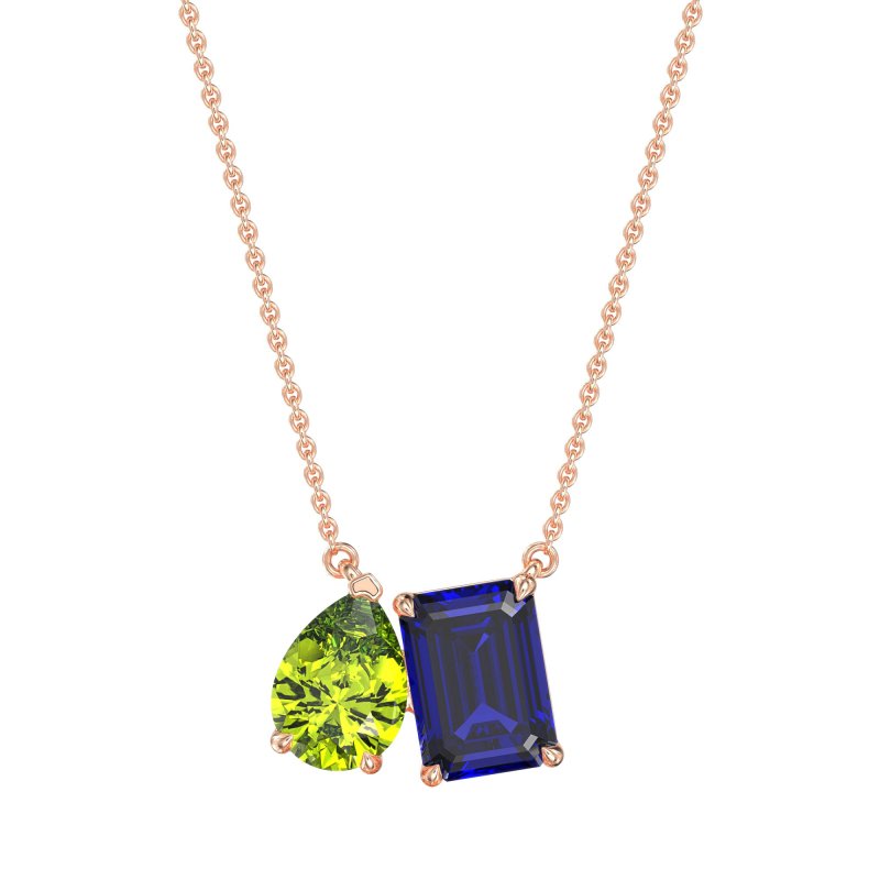 Pear and Emerald Toi et Moi Necklace