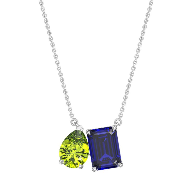 Pear and Emerald Toi et Moi Necklace