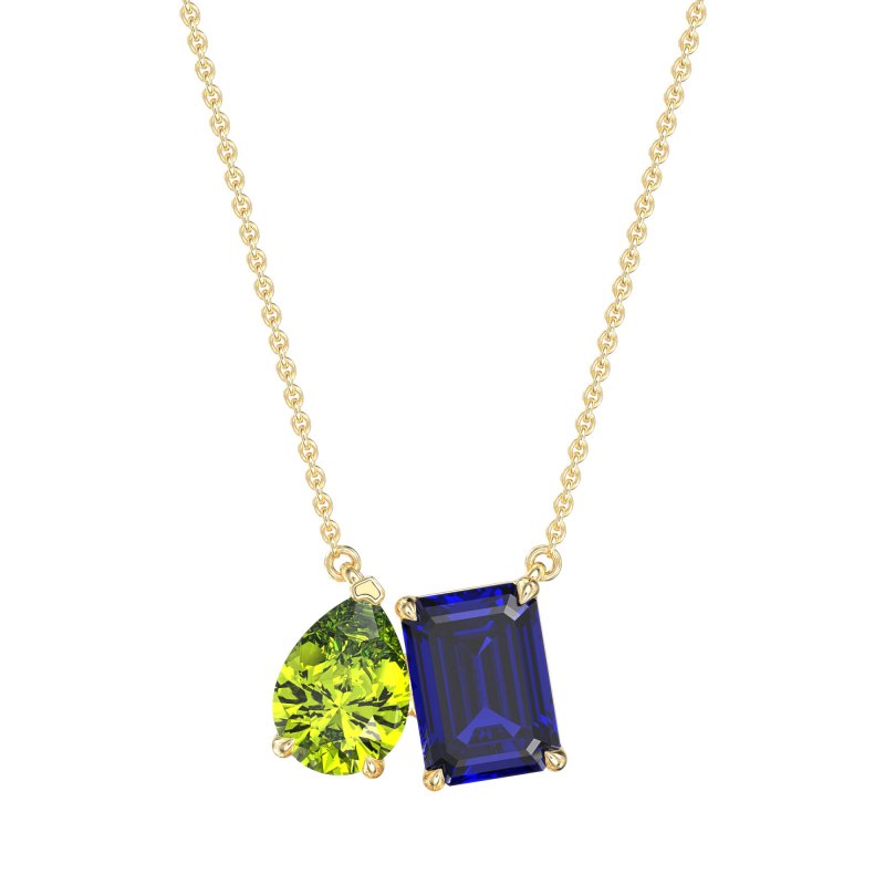 Pear and Emerald Toi et Moi Necklace