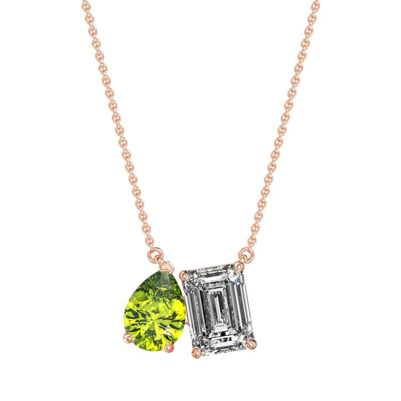 Pear and Emerald Toi et Moi Necklace