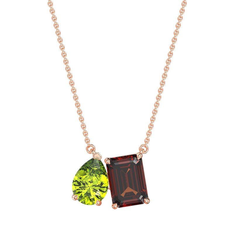 Pear and Emerald Toi et Moi Necklace