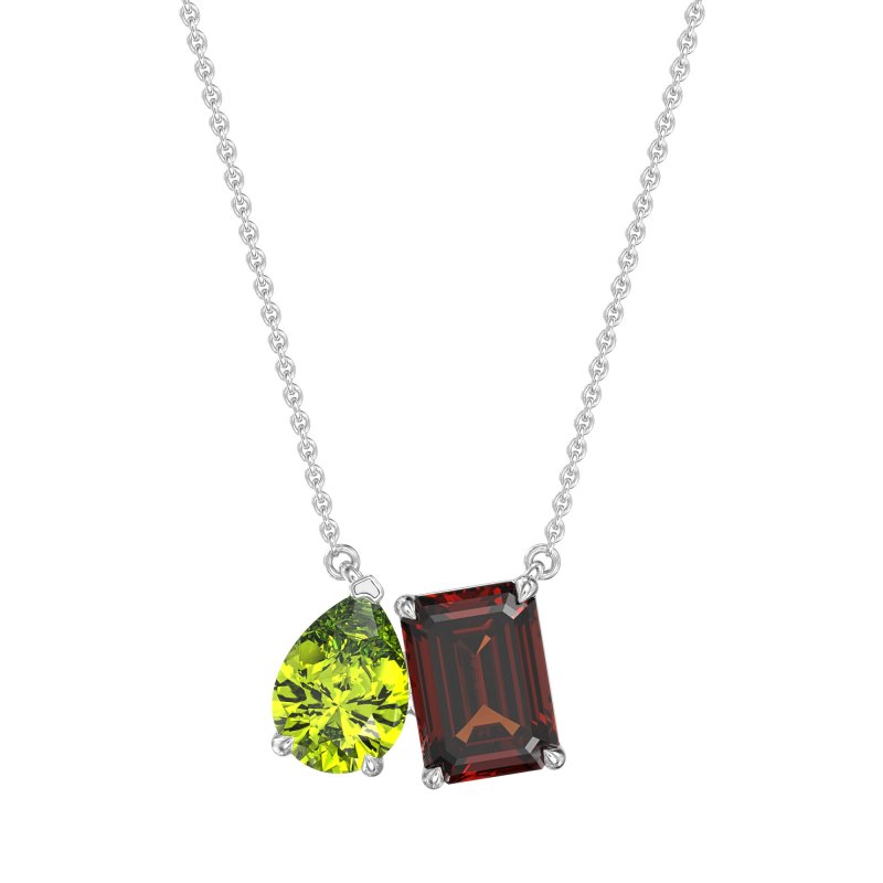 Pear and Emerald Toi et Moi Necklace