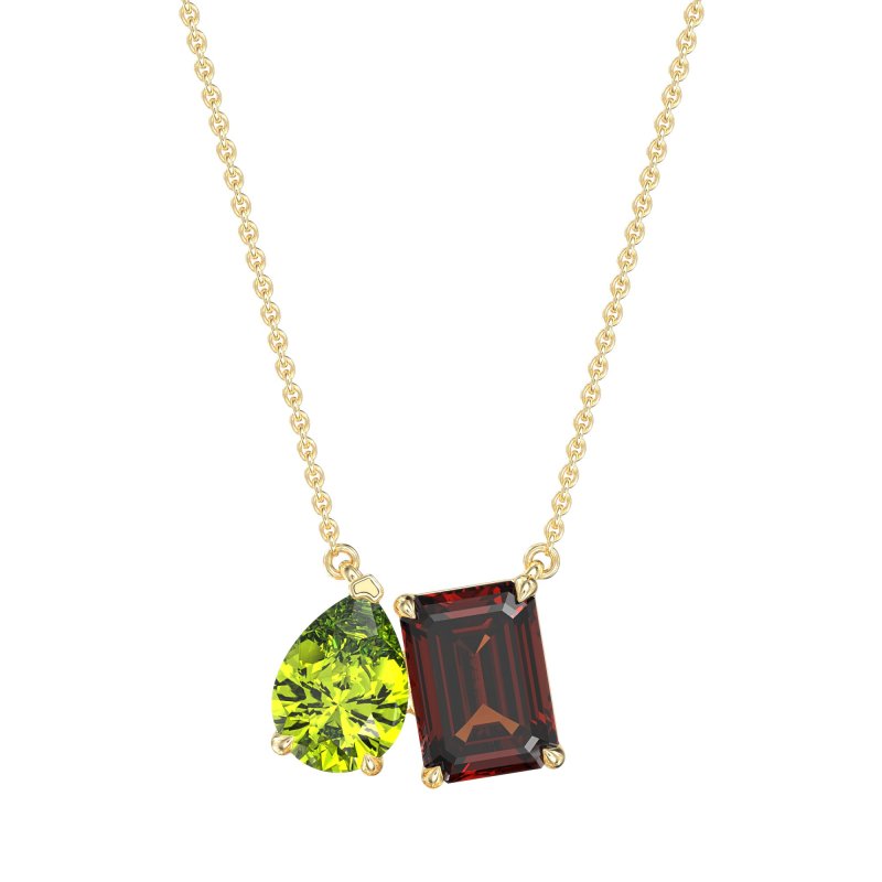 Pear and Emerald Toi et Moi Necklace