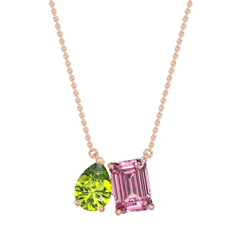 Pear and Emerald Toi et Moi Necklace