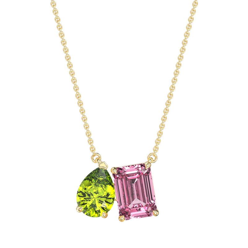 Pear and Emerald Toi et Moi Necklace