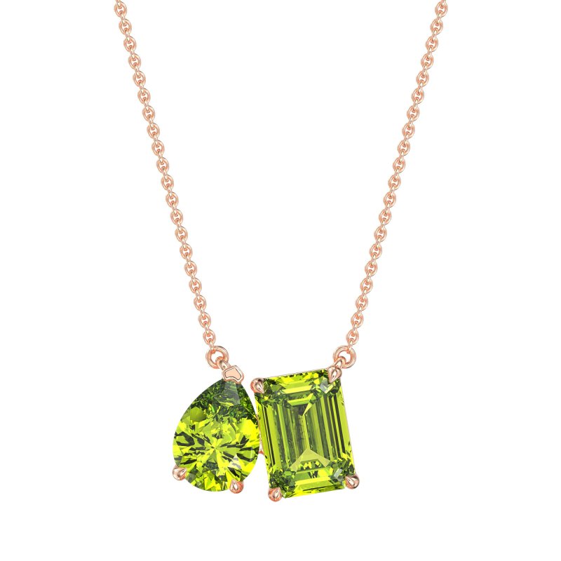 Pear and Emerald Toi et Moi Necklace