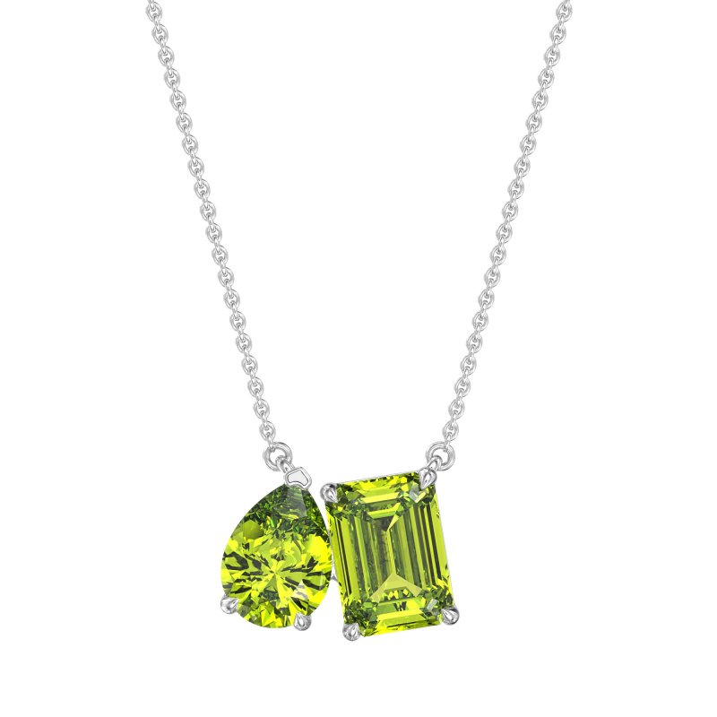 Pear and Emerald Toi et Moi Necklace