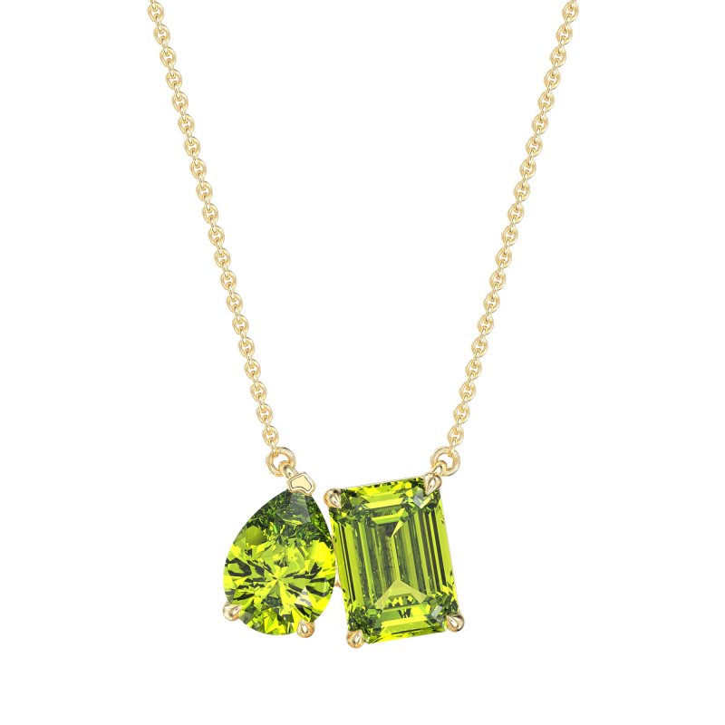 Pear and Emerald Toi et Moi Necklace