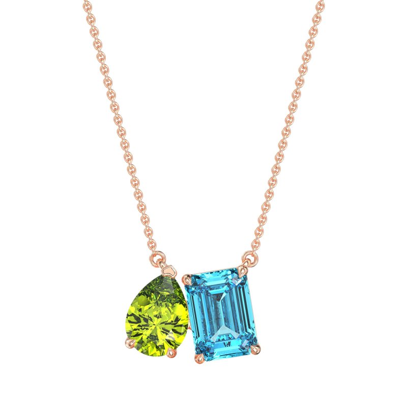 Pear and Emerald Toi et Moi Necklace