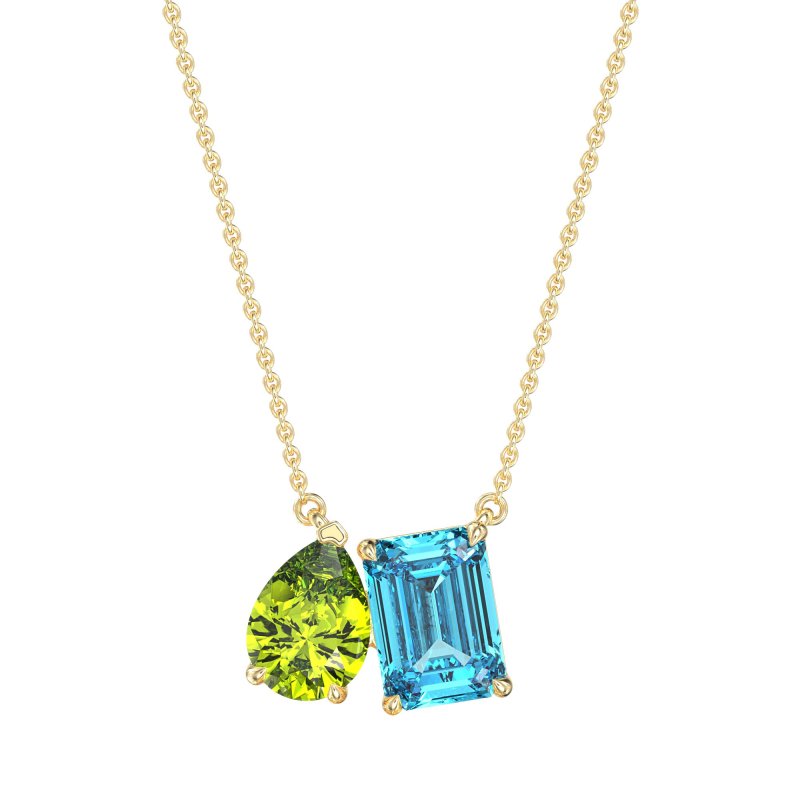 Pear and Emerald Toi et Moi Necklace