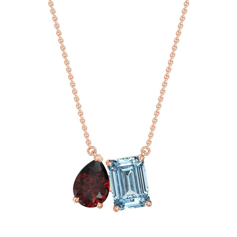 Pear and Emerald Toi et Moi Necklace