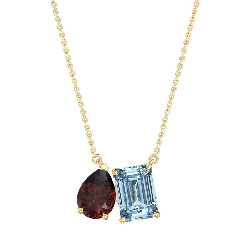 Pear and Emerald Toi et Moi Necklace