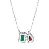 Pear and Emerald Toi et Moi Necklace