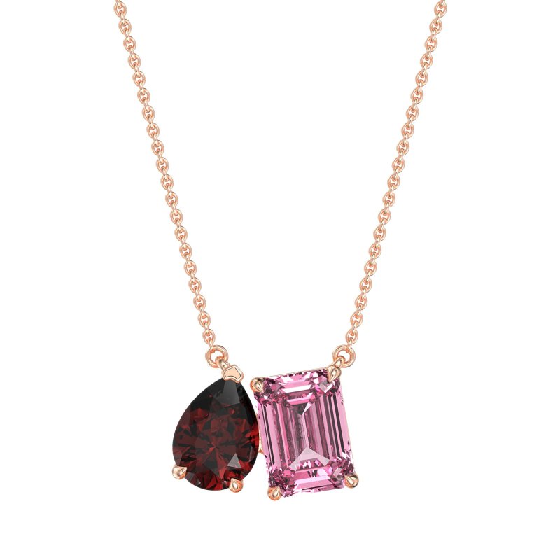 Pear and Emerald Toi et Moi Necklace