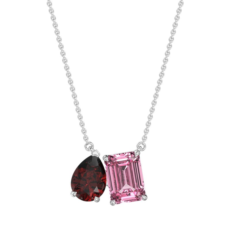 Pear and Emerald Toi et Moi Necklace