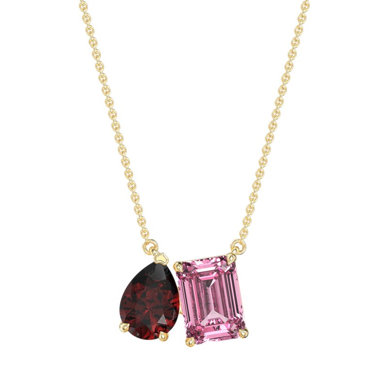 Pear and Emerald Toi et Moi Necklace