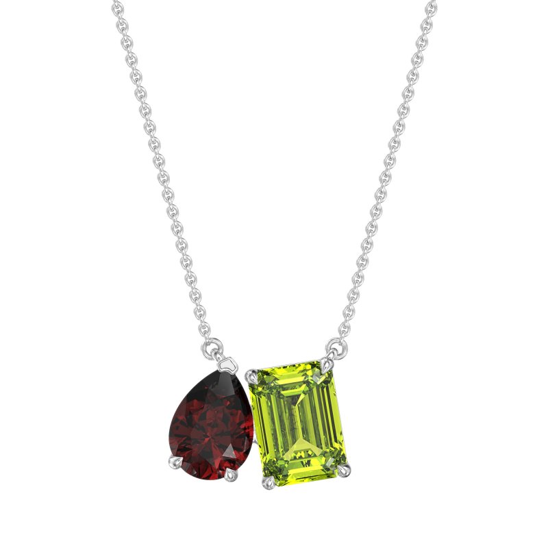 Pear and Emerald Toi et Moi Necklace