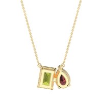 Pear and Emerald Toi et Moi Necklace