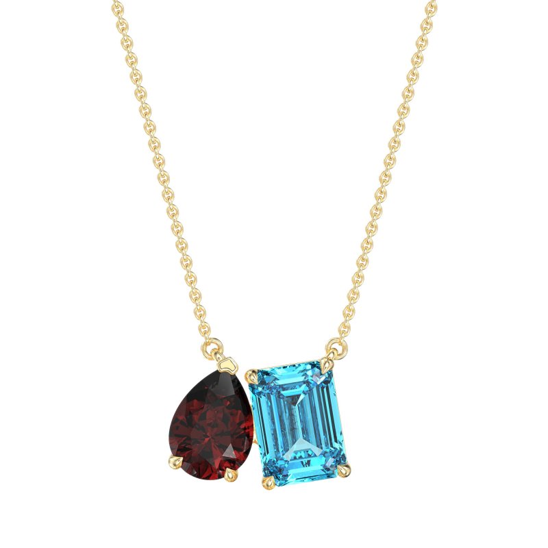 Pear and Emerald Toi et Moi Necklace